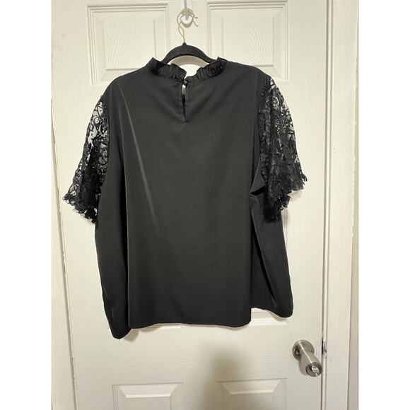 SHEIN Curve Women’s Black Chiffon Lace Blouse Top Plus Size 3XL EUC - Picture 3 of 9